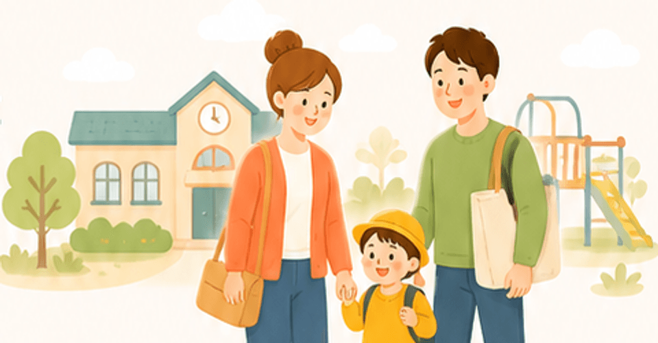 子どもの発達や障害の支援を知りたいときの支援を確認する家族のイラスト