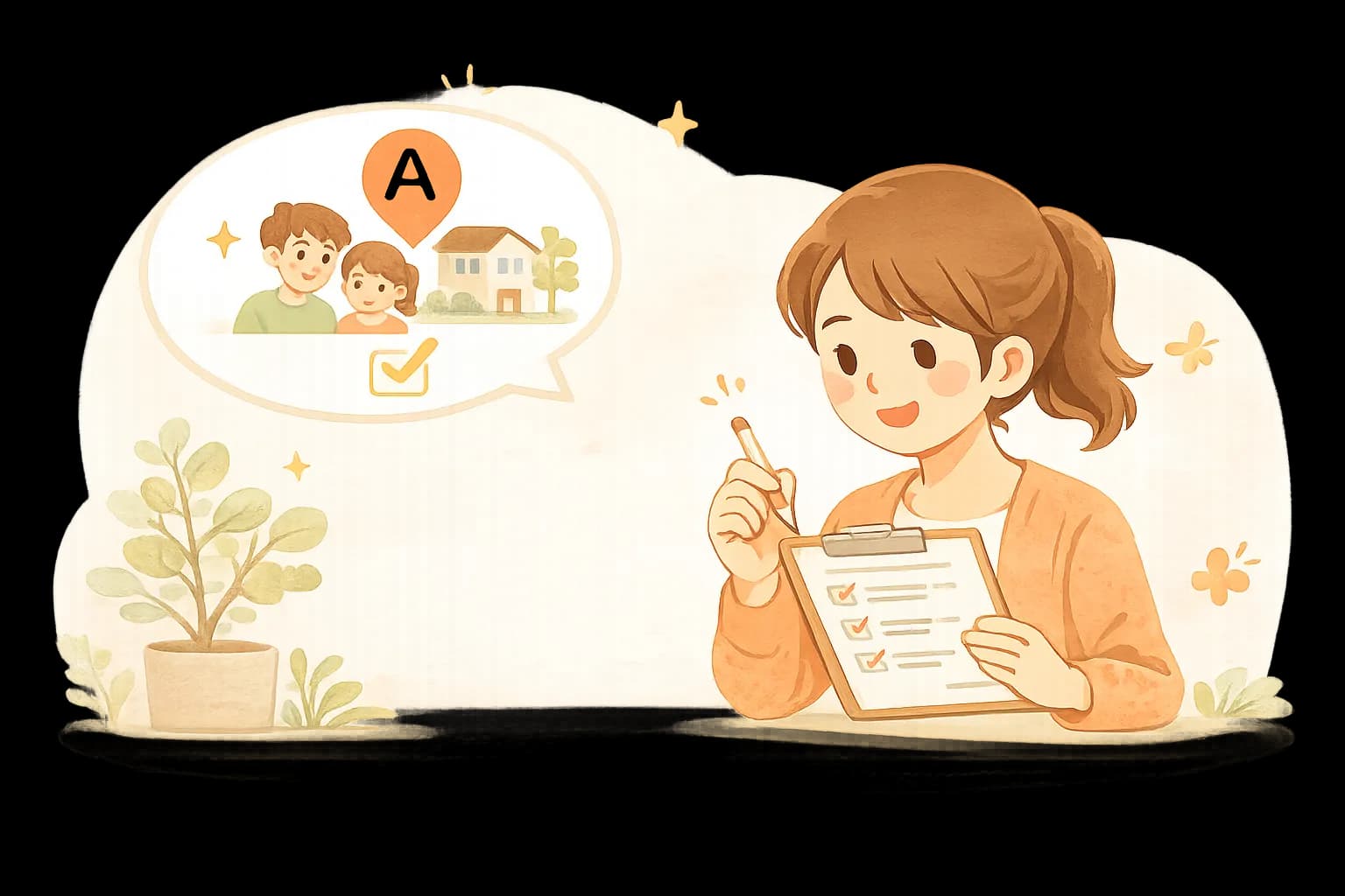 子育て中の家族のイラスト